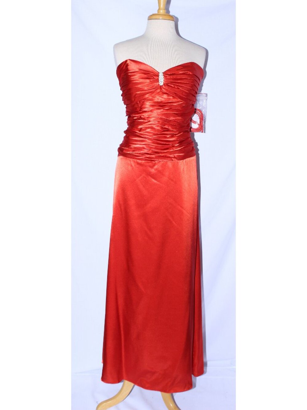 NWOT Cindy Collection 1078 Strapless Satin Bridesmaid Dress-Size 2X-BURNT ORANGE